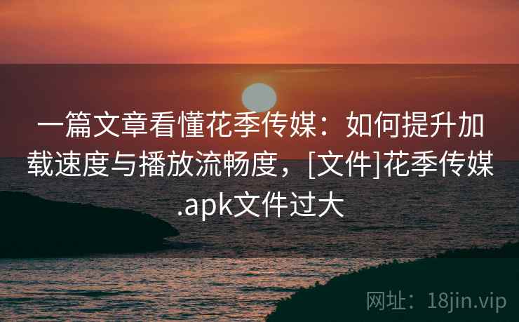 一篇文章看懂花季传媒：如何提升加载速度与播放流畅度，[文件]花季传媒.apk文件过大