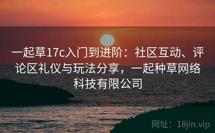 一起草17c入门到进阶：社区互动、评论区礼仪与玩法分享，一起种草网络科技有限公司