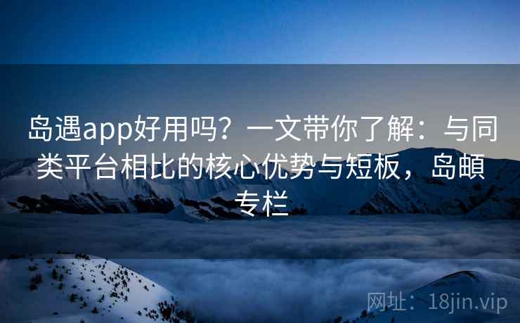 岛遇app好用吗？一文带你了解：与同类平台相比的核心优势与短板，岛頔专栏