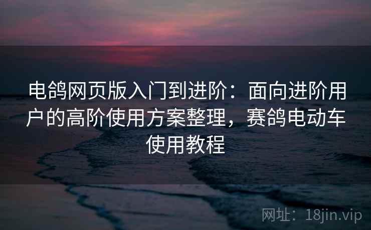 电鸽网页版入门到进阶：面向进阶用户的高阶使用方案整理，赛鸽电动车使用教程
